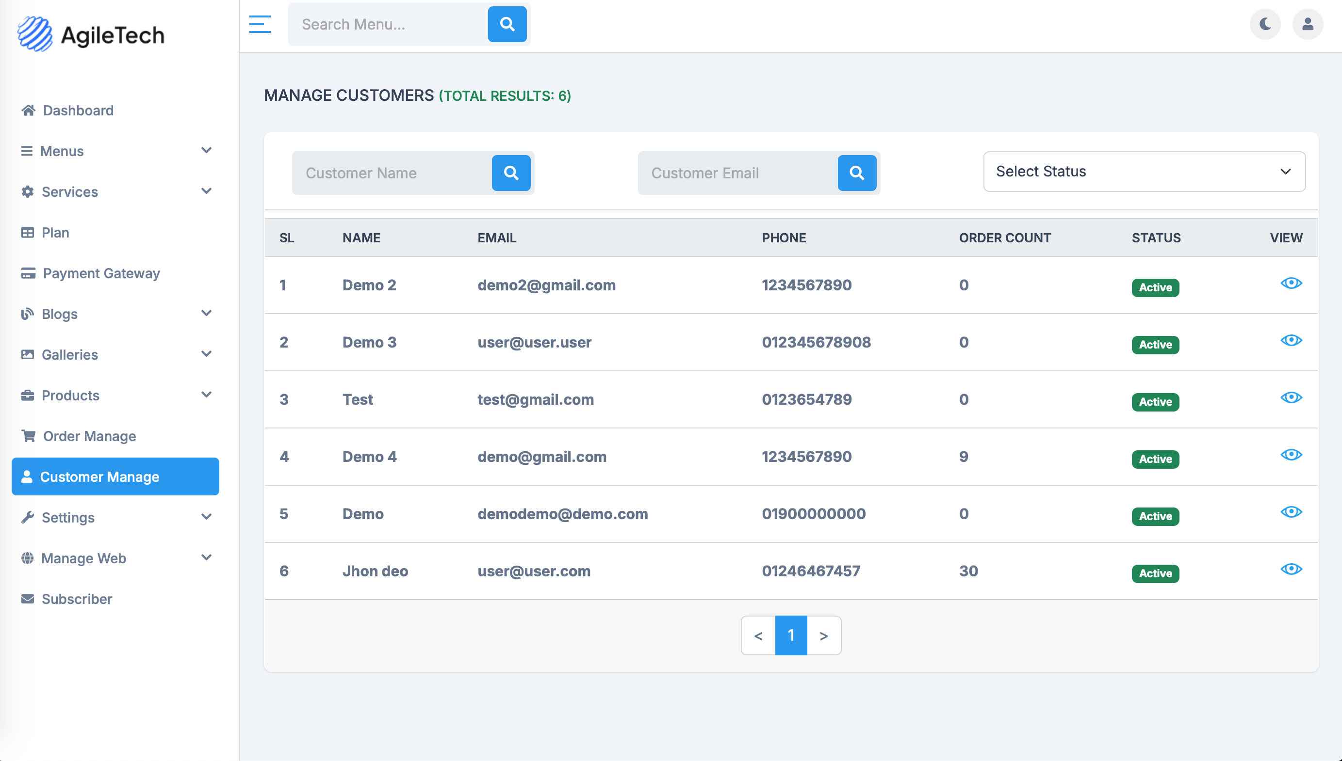 Manage Customers