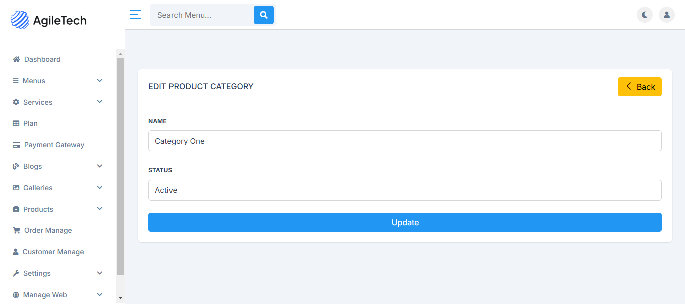 Edit Product Categories