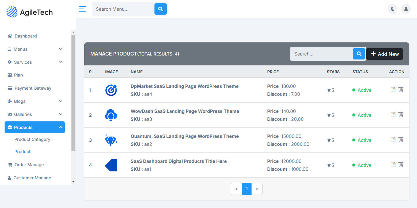 Manage Products